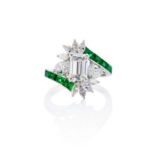 Platinum Emerald Cut Diamond Ring